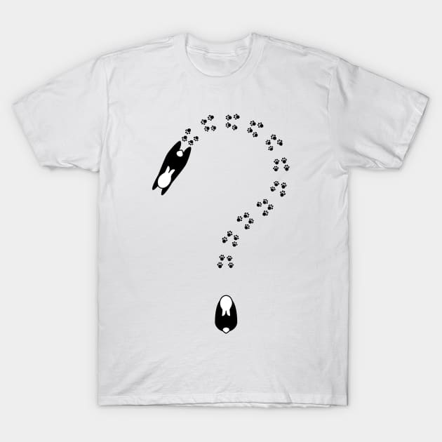 Question mark with bunny paw prints. T-Shirt by CraftCloud